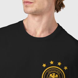 Футболка с принтом Сборная Германии логотип для женщины, вид на модели спереди №4. Цвет основы: черный