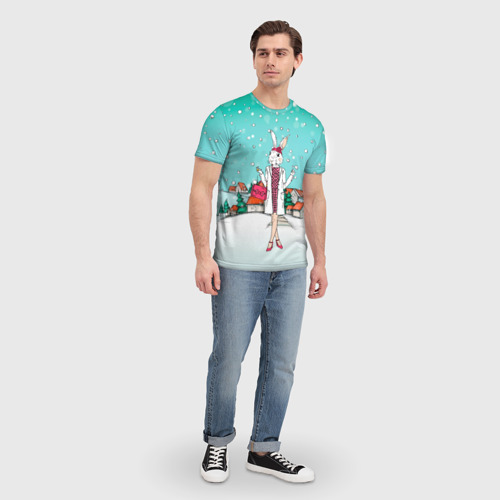 Мужская футболка 3D с принтом Зайчиха модница, вид сбоку #3