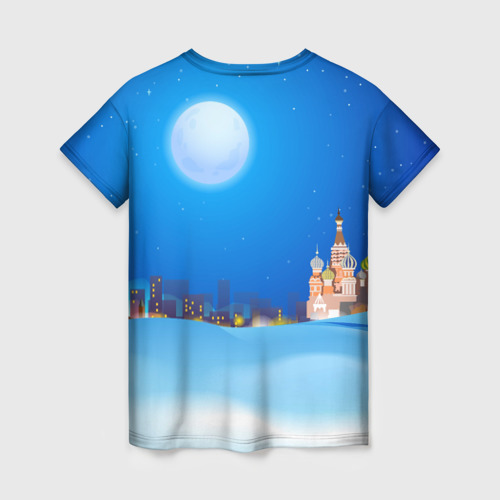 Женская футболка 3D с принтом Зайчиха на Красной площади, вид сзади #1