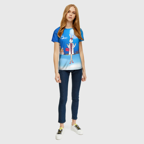 Женская футболка 3D с принтом Зайчиха на Красной площади, вид сбоку #3