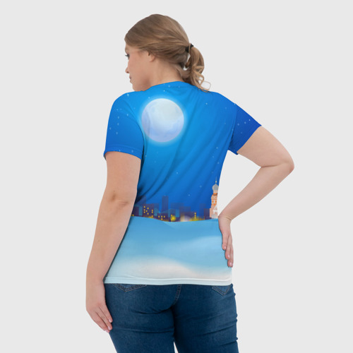 Женская футболка 3D с принтом Зайчиха на Красной площади, вид сзади #2