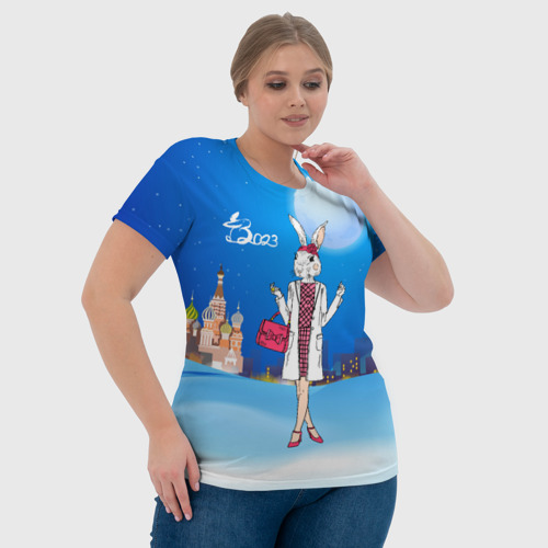 Женская футболка 3D с принтом Зайчиха на Красной площади, фото #4