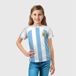 Футболка с принтом Сборная Аргентины ЧМ 2022 для ребенка, вид на модели спереди №3. Цвет основы: белый
