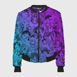 Женский бомбер 3D Ахегао красивый неон