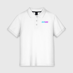 Женское поло хлопок Ахегао - неоновый логотип