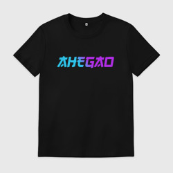 Мужская футболка хлопок Ахегао - неоновый логотип