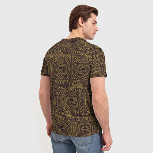 Мужская футболка 3D с принтом Золотой бюст египетской принцессы, вид сзади #2