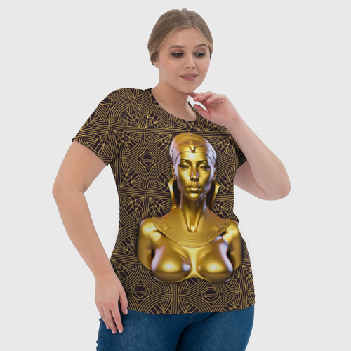 Женская футболка 3D Золотой бюст египетской принцессы, цвет 3D печать - фото 6