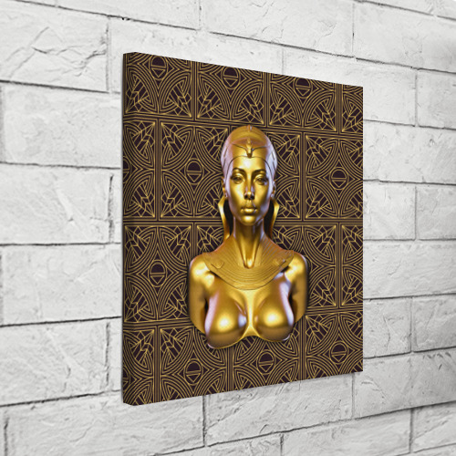 Холст квадратный Золотой бюст египетской принцессы, цвет 3D печать - фото 3