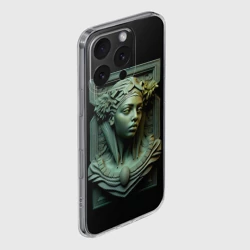 Чехол для iPhone 16 Pro Max силиконовый с защитой камеры Нейросеть - барельеф античной девушки - фото 2