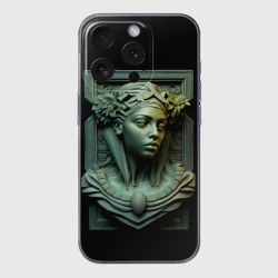 Чехол для iPhone 15 Pro силиконовый с защитой камеры Нейросеть - барельеф античной девушки