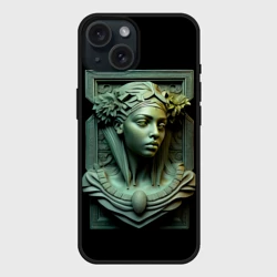 Чехол силиконовый для Apple iPhone 15 матовый Нейросеть - барельеф античной девушки