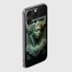 Чехол для iPhone 15 Pro силиконовый с защитой камеры Нейросеть - барельеф античной девушки - фото 2
