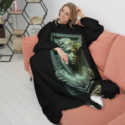 Плед с рукавами Нейросеть - барельеф античной девушки - фото 2