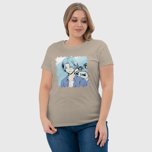 Женская футболка хлопок Красавчик Ланга, цвет миндальный - фото 6