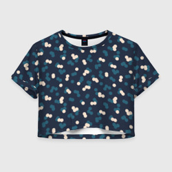 Круги белые и синие – Женская футболка Crop-top 3D с принтом купить