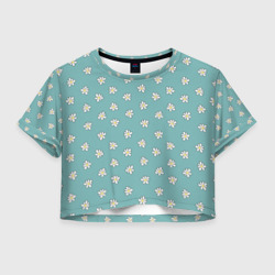 Цветок скетч мелкий – Женская футболка Crop-top 3D с принтом купить