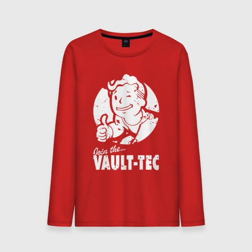 Мужской лонгслив хлопок Vault boy - join the Vault tec