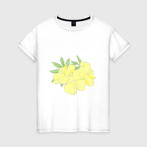 Женская футболка из хлопка с принтом Желтые цветы, вид спереди №1