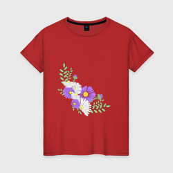Букет полевых цветов – Женская футболка хлопок с принтом купить со скидкой в -20%