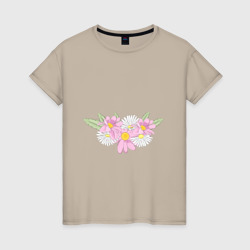 Букет садовых цветов – Женская футболка хлопок с принтом купить со скидкой в -20%