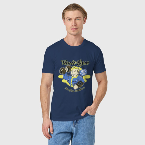 Мужская футболка хлопок Vault gym - for true survivors, цвет темно-синий - фото 3