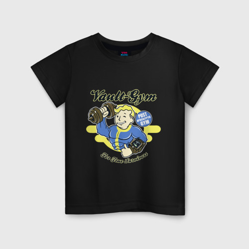 Детская футболка хлопок с принтом Vault GYM - for true survivors, вид спереди #2