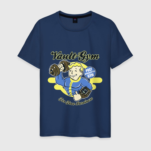 Мужская футболка хлопок Vault gym - for true survivors, цвет темно-синий