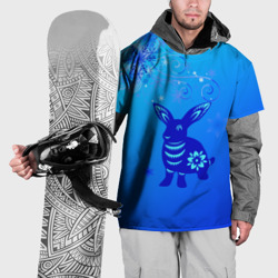 Накидка на куртку 3D Синий кролик и снежинки