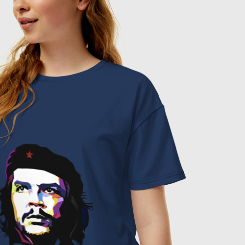 Женская футболка хлопок Oversize с принтом Coloured Che, фото на моделе #1