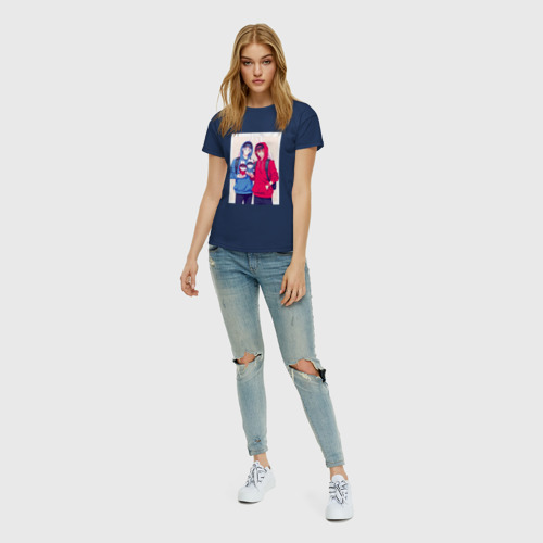 Женская футболка хлопок Ланга и Рэки с игрушками, цвет темно-синий - фото 5