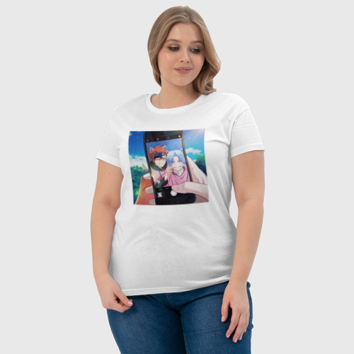 Женская футболка хлопок Друзья на фото, цвет белый - фото 6
