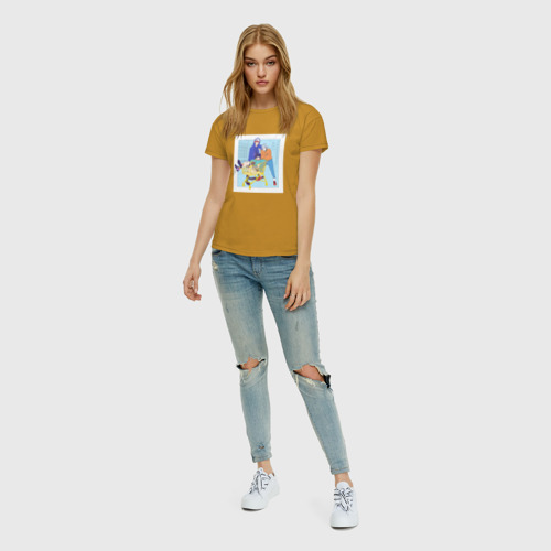 Женская футболка хлопок Айносукэ Ланга и Рэки, цвет горчичный - фото 5