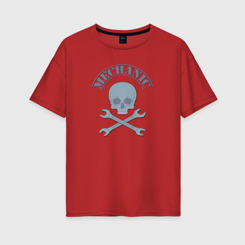 Женская футболка хлопок Oversize Механика, цвет красный