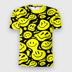Мужская футболка 3D Slim Кислотный желтый смайлик