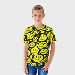 Детская футболка 3D Кислотный желтый смайлик - фото 2