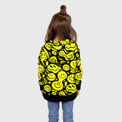 Детская толстовка 3D Кислотный желтый смайлик, цвет черный - фото 5