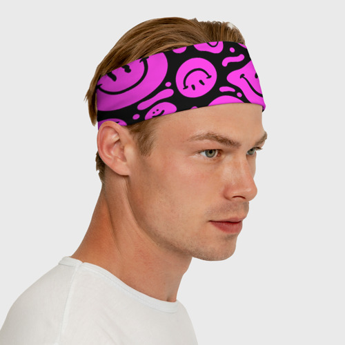 Повязка на голову 3D Кислотный розовый в смайликах - фото 6