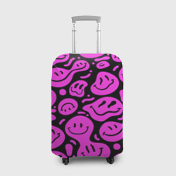 Чехол для чемодана 3D Кислотный розовый в смайликах
