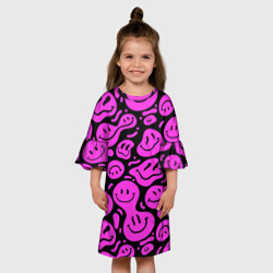 Детское платье 3D Кислотный розовый в смайликах - фото 2
