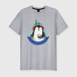 Мужская футболка хлопок Slim Merry christmas penguin