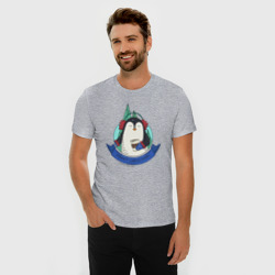 Мужская футболка хлопок Slim Merry christmas penguin - фото 2