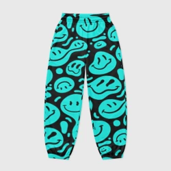 Женские джоггеры оверсайз 3D С голубыми неоновыми смайликами