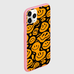Чехол для iPhone 11 Pro Max матовый Растекающийся оранжевый смайл паттерн многоликий - фото 2