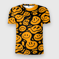 Мужская футболка 3D Slim Растекающийся оранжевый смайл