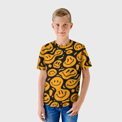 Детская футболка 3D Растекающийся оранжевый смайл - фото 2