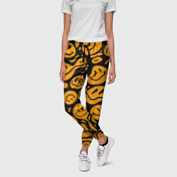Женские брюки 3D Растекающийся оранжевый смайл - фото 2