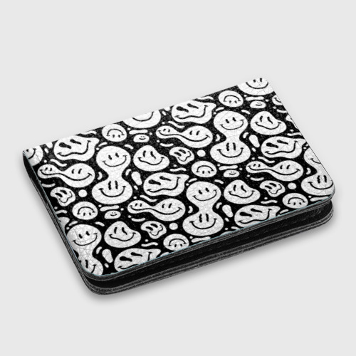 Картхолдер с принтом Emoji черно белый в стиле инди кид, цвет черный