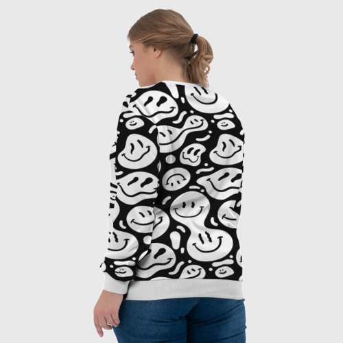 Женский свитшот 3D Emoji черно белый в стиле инди кид, цвет 3D печать - фото 7
