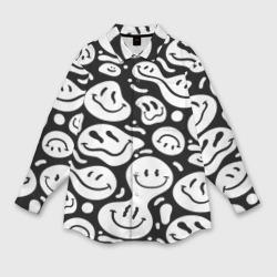Женская рубашка oversize 3D Emoji черно белый в стиле инди кид